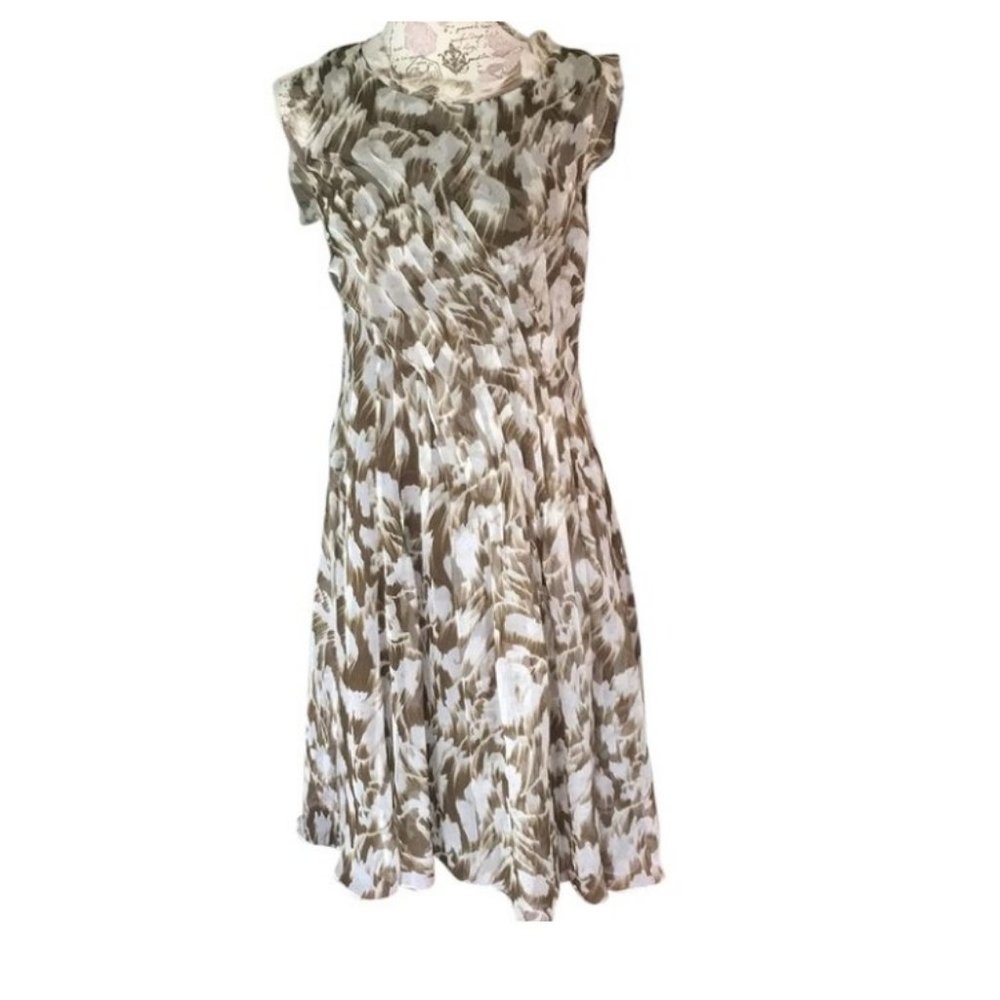 New Oscar de la Renta Silk Raw Edging Pleated Flare A-line Cocktail Dress Sz 14